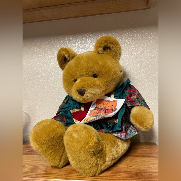1992 bear Commonwealth  Plush Bear in Christmas Dress includes a book 19” Tall - Picture 4 of 7